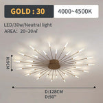 Wesley Flush-Mount Ceiling Light Fireworks, Black/Gold - Lamp Outdoor