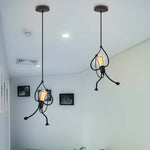 Miro Retro Modern Iron Man Pendant Light, Black - Lamp Outdoor