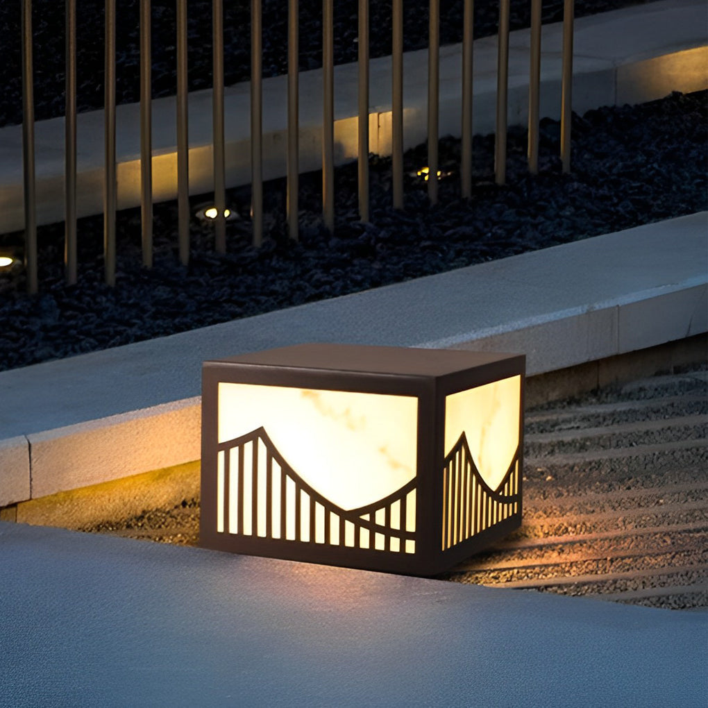 Waterproof LED Mountain Scenery Modern Solar Deck Post Lights Lawn Lights - Lamp Outdoor