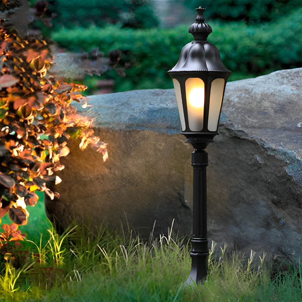 Elegant European-Style Black LED Outdoor Pathway Lamp Post - Lamp Outdoor