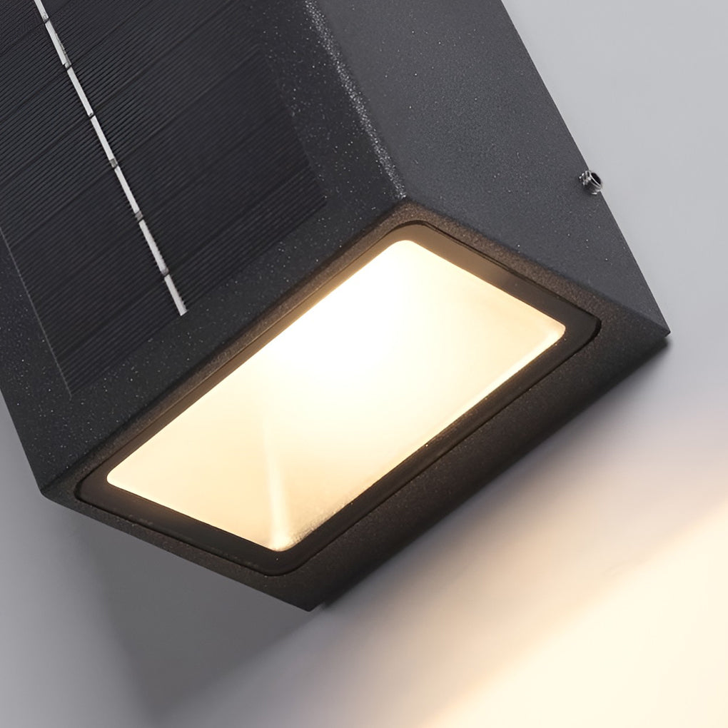 Rectangular Waterproof Up and Down Lights LED Solar Modern Wall Sconce Lighting - Lamp Outdoor