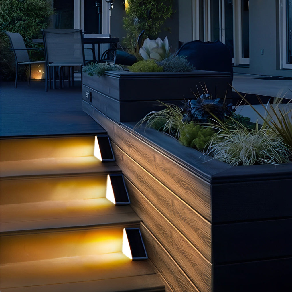 Triangle Automatic Charging Wire-Free Waterproof LED Solar Modern Step-Mounted Lights - Lamp Outdoor