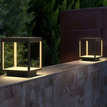 Modern Open Frame Square LED Solar Pier-Mounted Outdoor Post Light - Lamp Outdoor