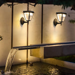 1-Light Black Solar Powered Porch Sconce LED Outdoor Wall Light - Lamp Outdoor