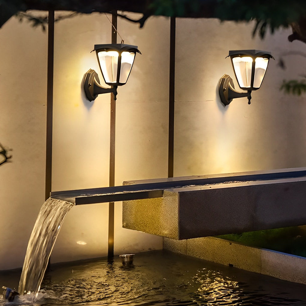 1-Light Black Solar Powered Porch Sconce LED Outdoor Wall Light - Lamp Outdoor
