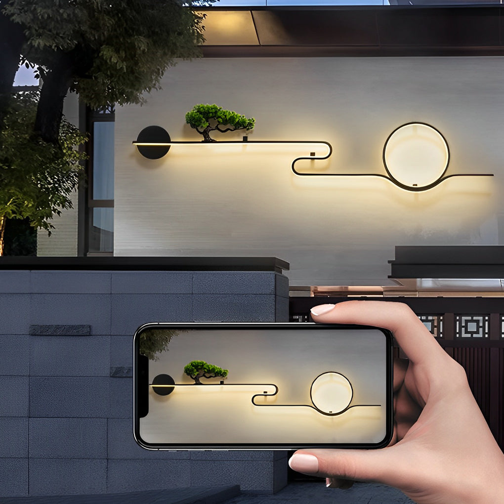 Moon Tree Scenery Waterproof LED Black Retro Outdoor Wall Lights Sconces - Lamp Outdoor