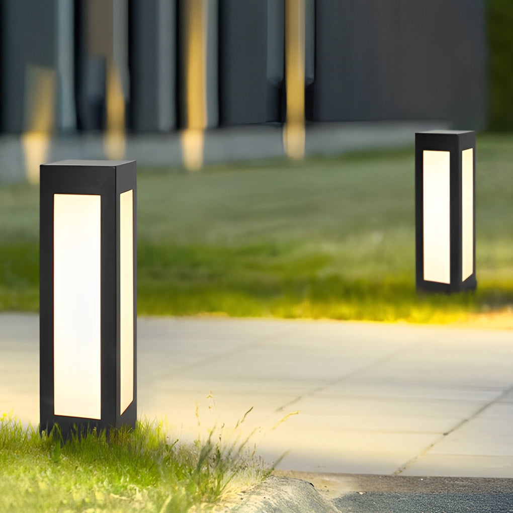Modern Black Solar Bollard Lights Automatic, Waterproof LED Outdoor Lighting - Lamp Outdoor