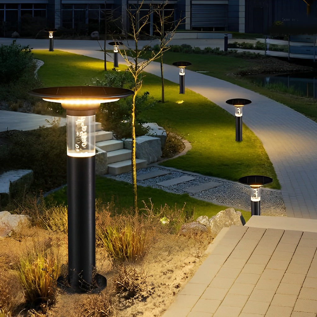 Solar Path Lights with Innovative Round Top Disk Down Lighting and Bubble Design - Lamp Outdoor