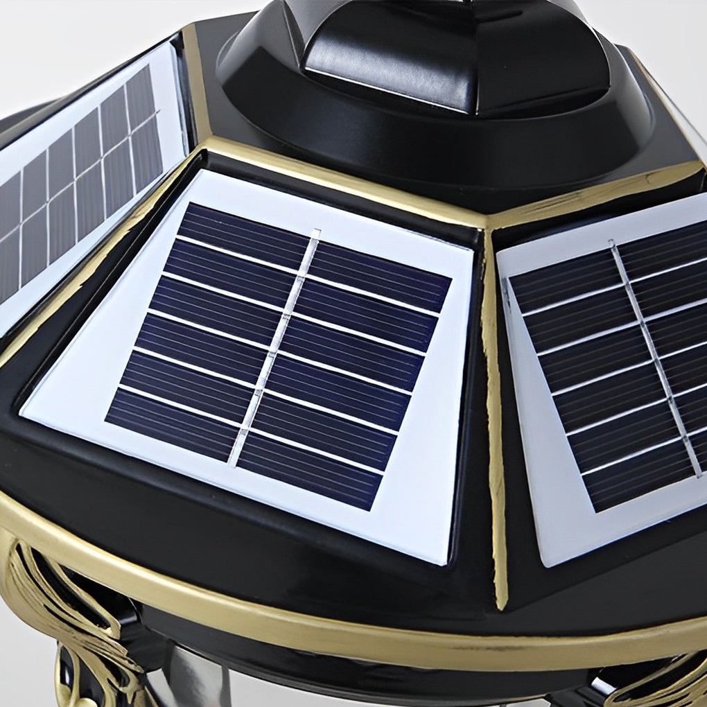 Dual Purpose Waterproof Aluminum Retro Solar Fence Post Lights with Remote - Lamp Outdoor