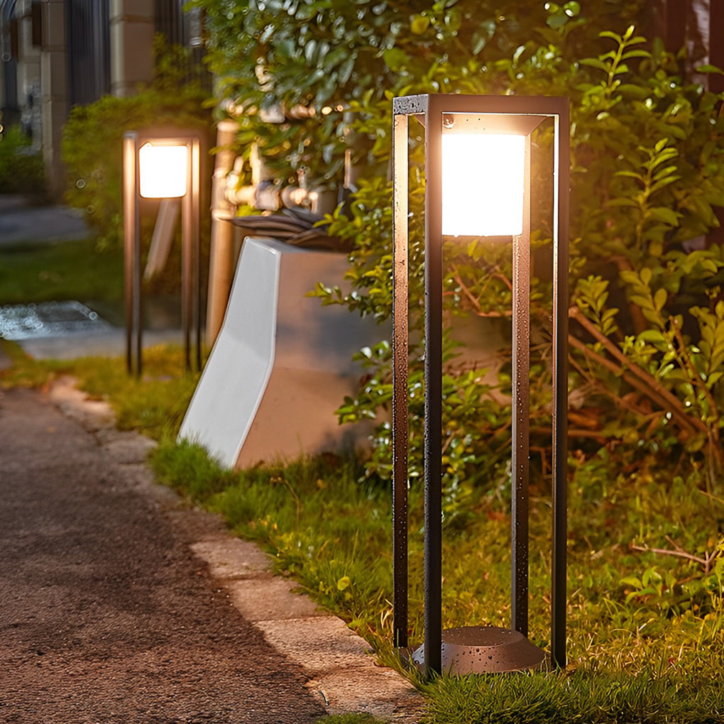 Adjustable Brightness LED Solar Path Lights Outdoor Black Modern Lawn Lamp - Lamp Outdoor