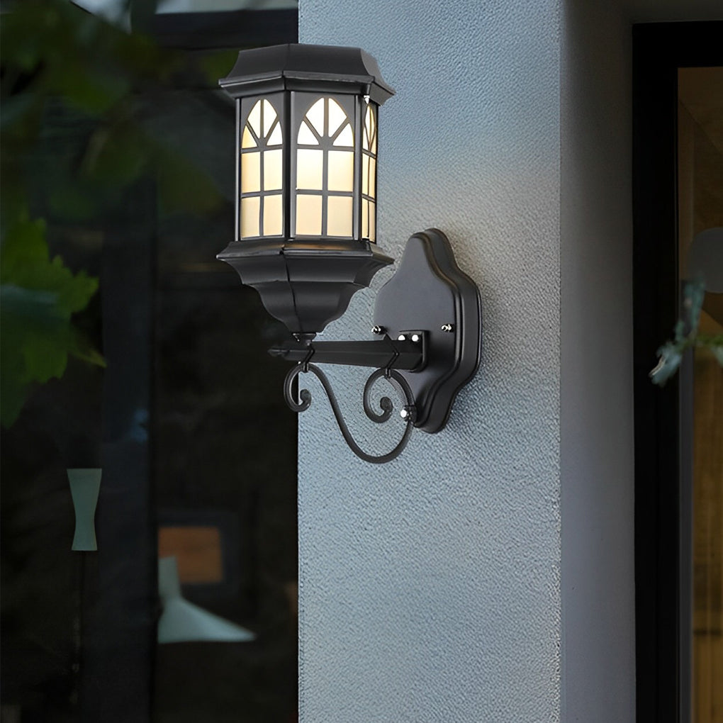 Retro Waterproof Dimmable LED Solar Wall Lamp with Remote Exterior Lights - Lamp Outdoor