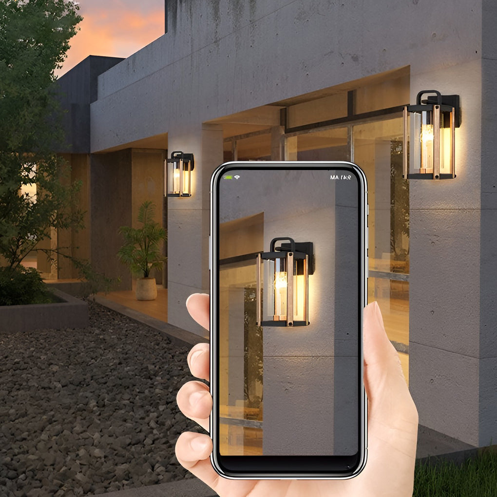 Lantern Shaped Waterproof Glass Black Industrial Outdoor Wall Sconce Lighting - Lamp Outdoor