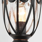 Round Bubble Glass Waterproof Black European Style Outdoor Pillar Lamp - Lamp Outdoor