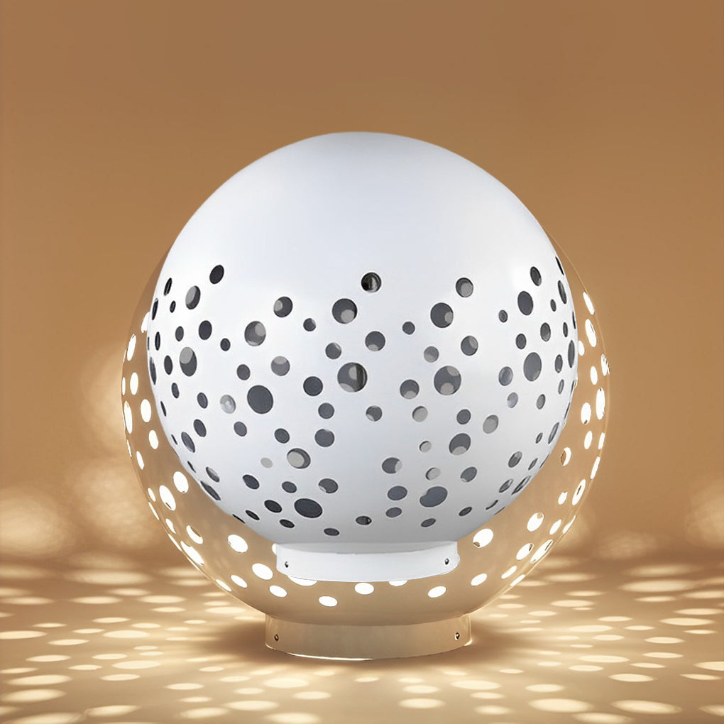 Waterproof Round Metal Hollow White Modern Outdoor Lanterns Lawn Lamp - Lamp Outdoor