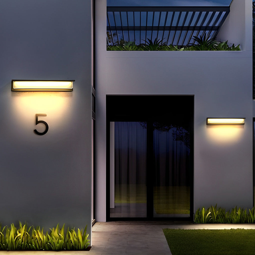 Minimalist Rectangular Waterproof LED Modern Solar Wall Lamp Exterior Lights - Lamp Outdoor