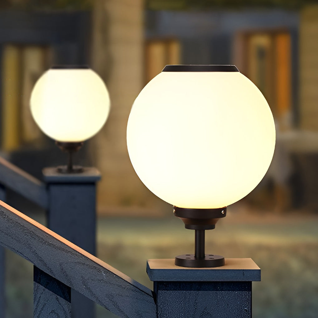 Ball Waterproof Three Step Dimming LED Solar Post Caps Lights Pillar Light - Lamp Outdoor