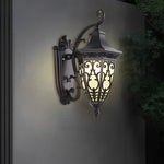 Vintage Flower Pattern Waterproof Black American Style Solar Wall Lamp - Lamp Outdoor