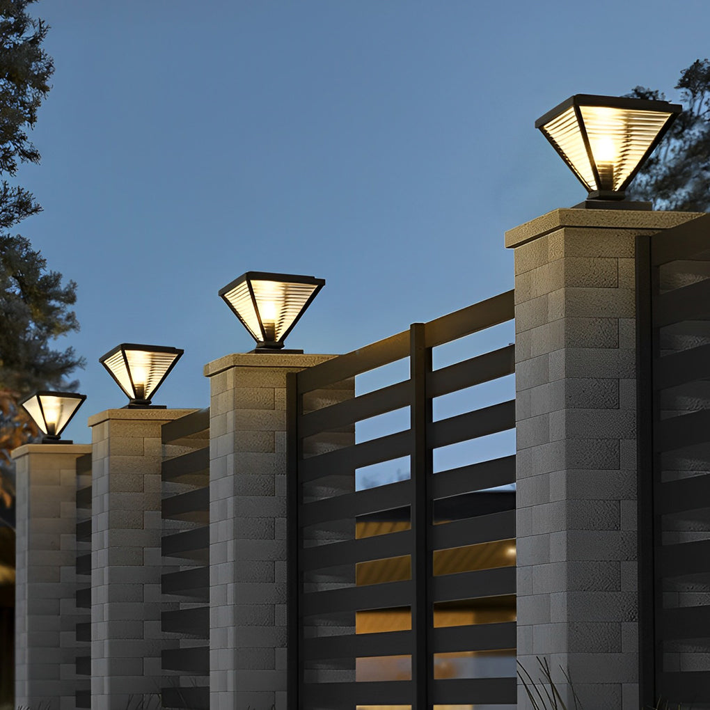 Simple Geometric Shape Waterproof Black Modern Solar Fence Post Lights - Lamp Outdoor