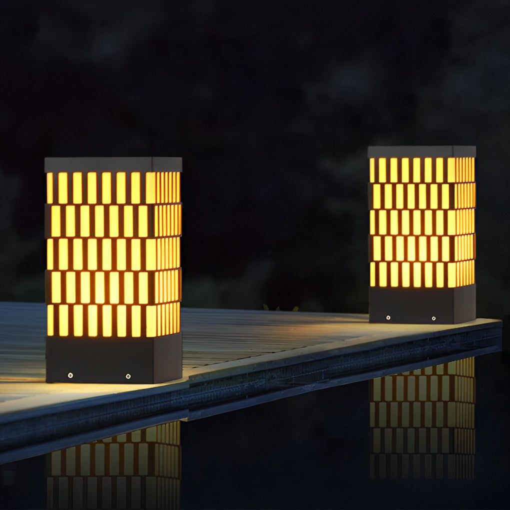 Grid-Designed LED Black Outdoor Lawn Lamp Modern Waterproof Landscape Bollard Lights - Lamp Outdoor