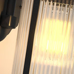 Waterproof Striped Glass Aluminum Black Retro Outdoor Wall Lights - Lamp Outdoor