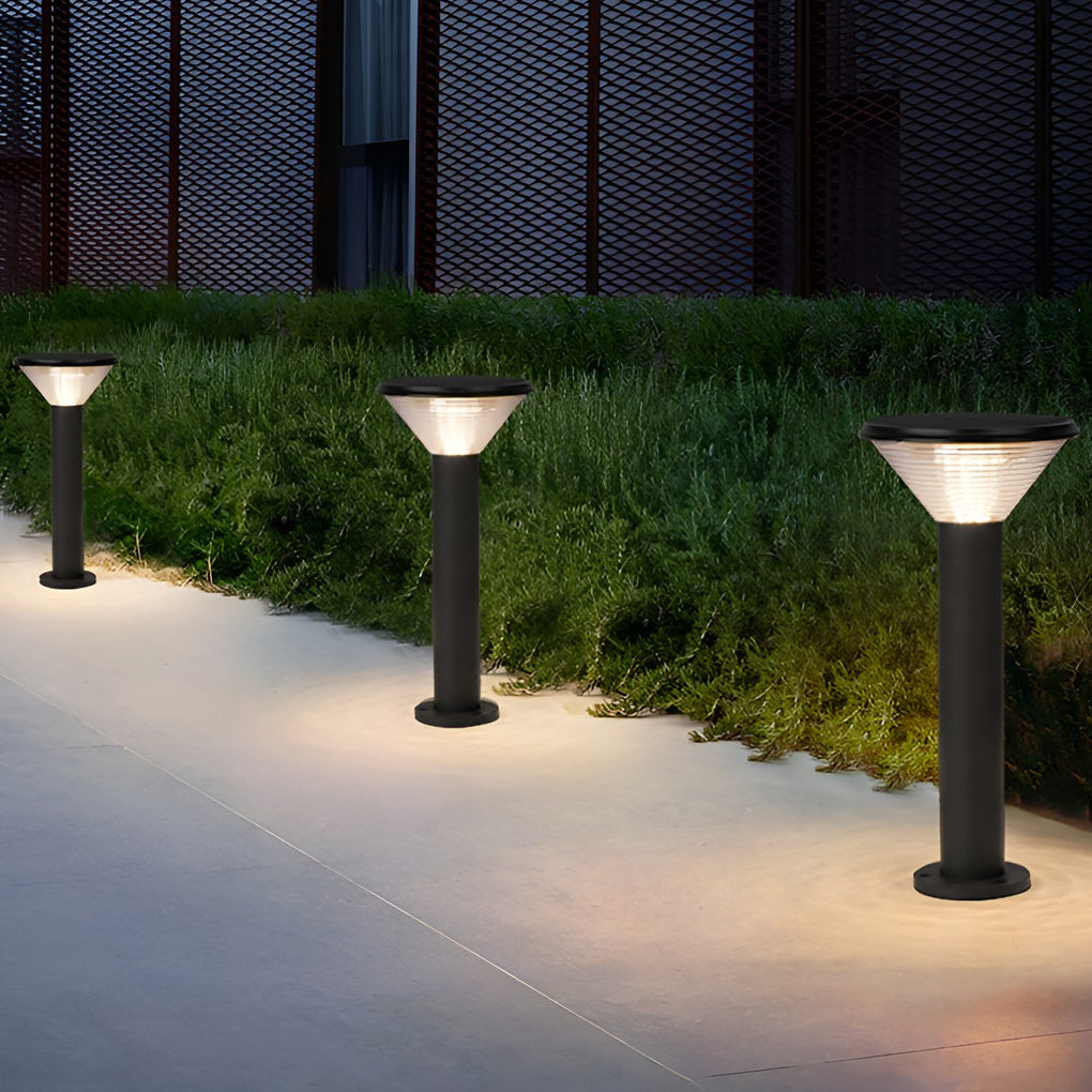 Contemporary Tapered Solar LED Pathway Light Black Cylindrical Outdoor Lighting - Lamp Outdoor