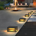 Square Metal Striped Decor LED Waterproof Black Solar Fence Post Light - Lamp Outdoor