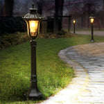 Vintage Classic Black LED Outdoor Lawn Post Light with Water Glass Lens - Lamp Outdoor