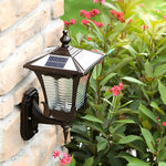 Vintage Striped Glass LED Waterproof Black Retro Solar Wall Lights - Lamp Outdoor