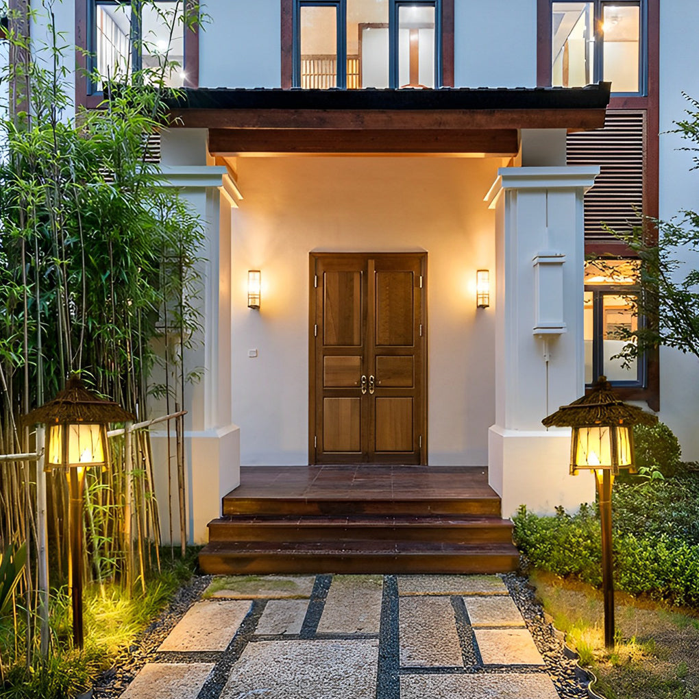 Branch Pattern Bamboo Style Lantern Versatile Outdoor Hanging and Post Light - Lamp Outdoor