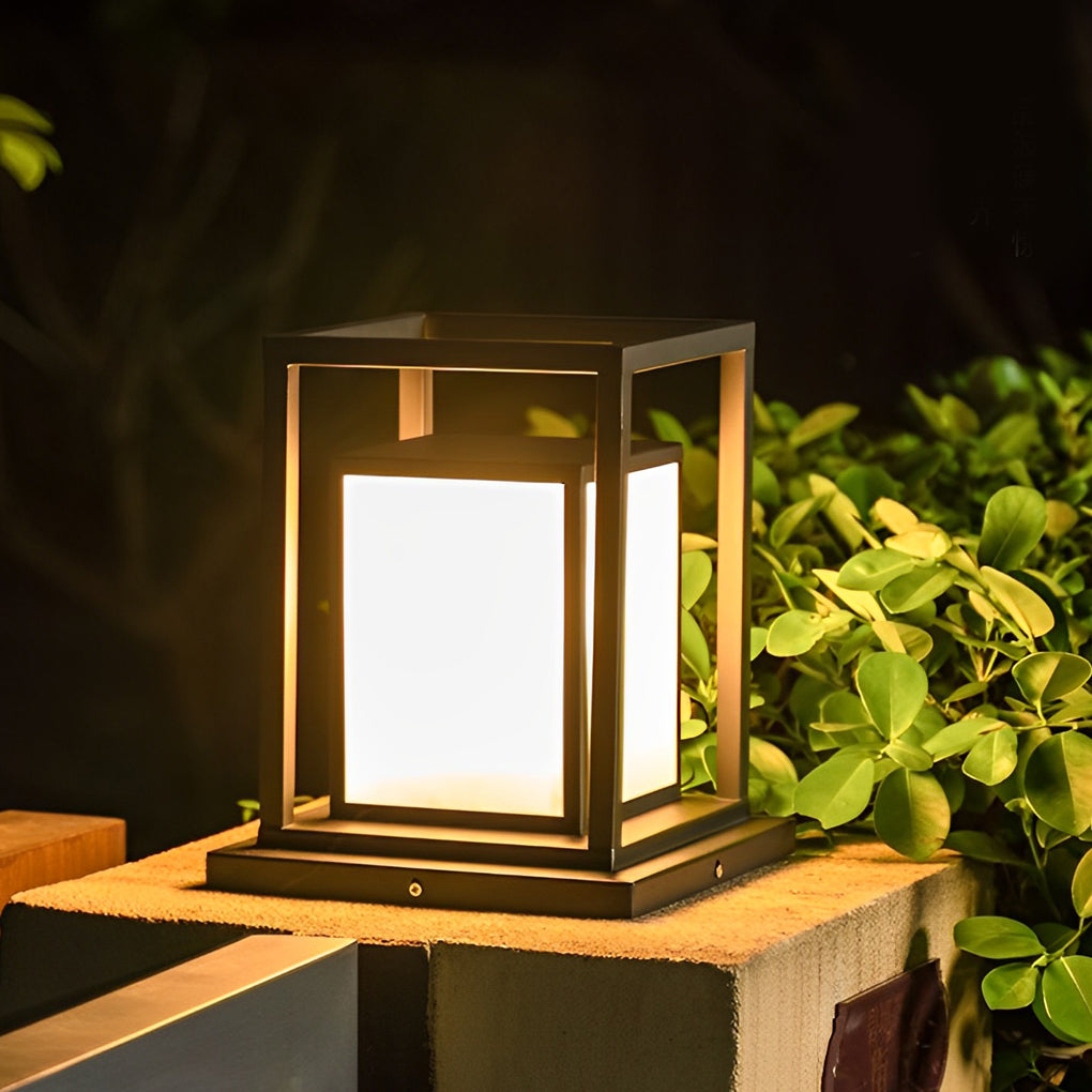 Outdoor Waterproof LED Black Modern Solar Fence Post Lights Pillar Lamp - Lamp Outdoor