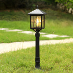 Retro Black Solar & Hardwired Outdoor Pavilion-Inspired Lawn Lamp - Lamp Outdoor