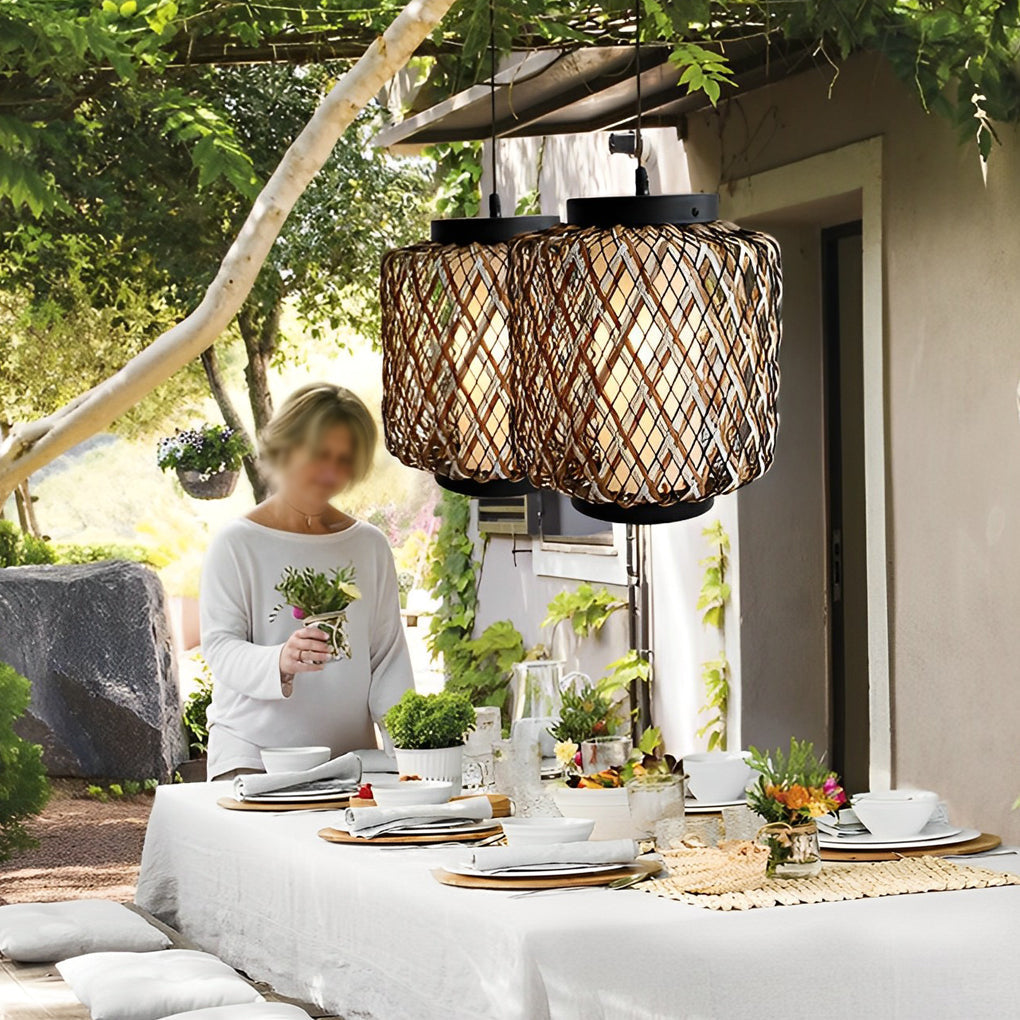 Rattan Waterproof Rustic Modern Outdoor Chandelier Pendants Ceiling Lights - Lamp Outdoor
