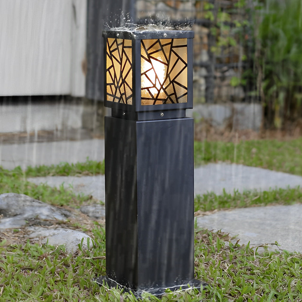 Modern Solar LED Path Lights Black Waterproof Outdoor Lawn Bollard Lights - Lamp Outdoor