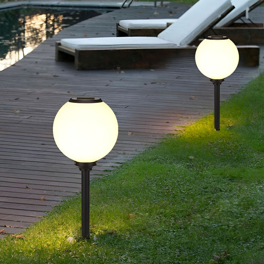 Adjustable Brightness LED Solar Pathway Lights Round Ball Design - Lamp Outdoor