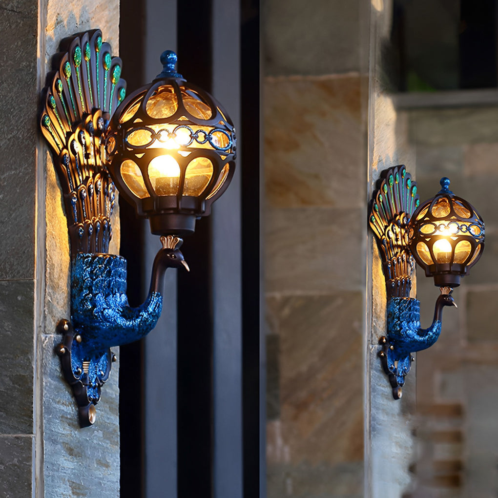 Waterproof Retro Peacocks Aluminum European Style Outdoor Wall Light - Lamp Outdoor