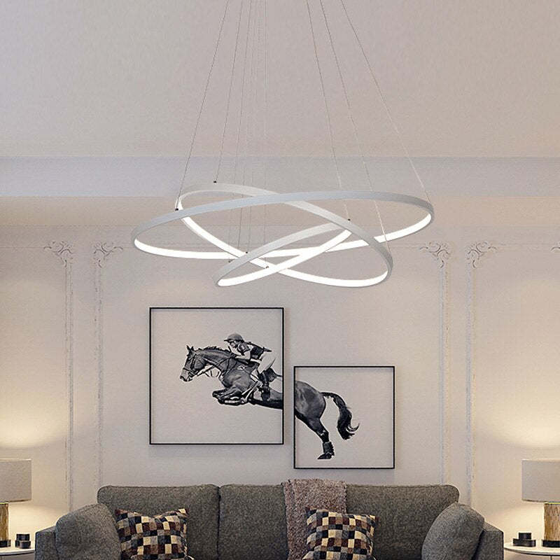 Aluna Pendant Light, Inner Ring Illuminated, White/Black/Gold - Lamp Outdoor