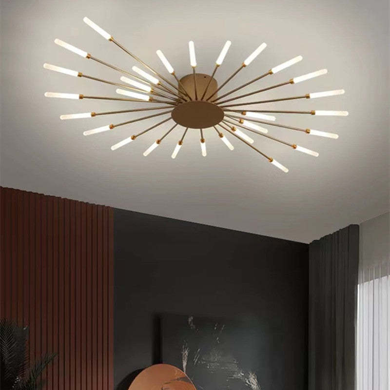 Wesley Flush-Mount Ceiling Light Fireworks, Black/Gold - Lamp Outdoor