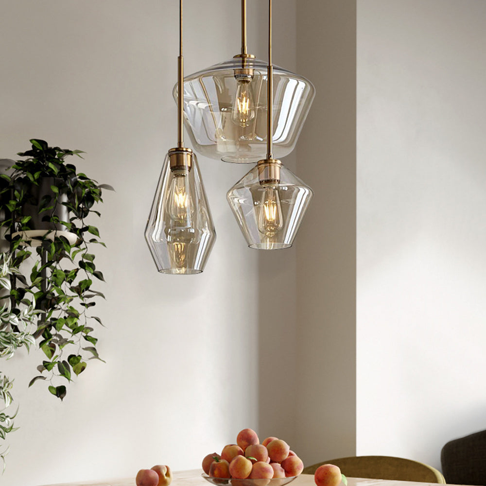 June Pendant Light Glass, Clear/Amber Diamond shape - Lamp Outdoor