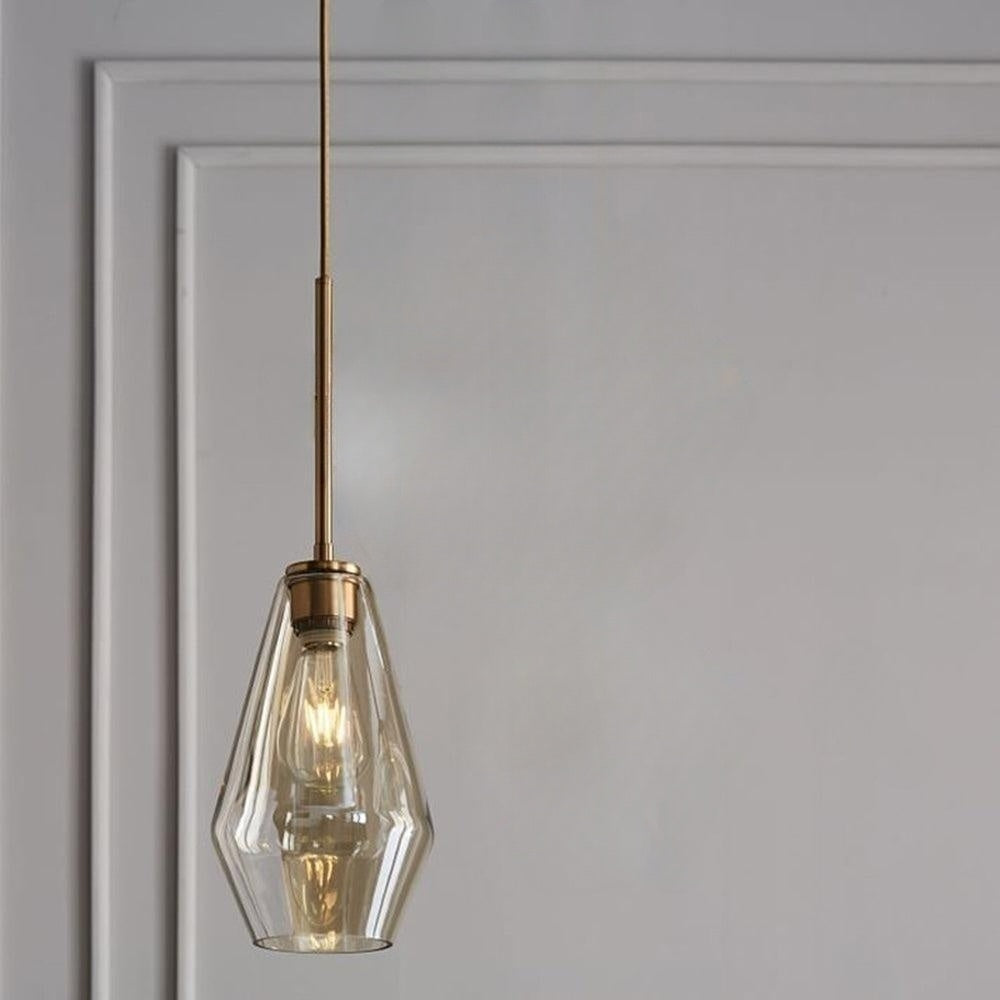 June Pendant Light Glass, Clear/Amber Diamond shape - Lamp Outdoor