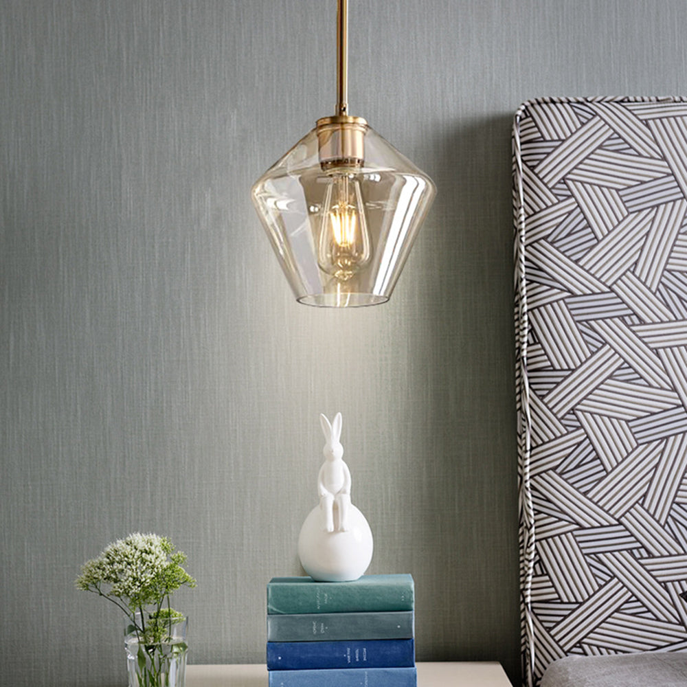 June Pendant Light Glass, Clear/Amber Diamond shape - Lamp Outdoor