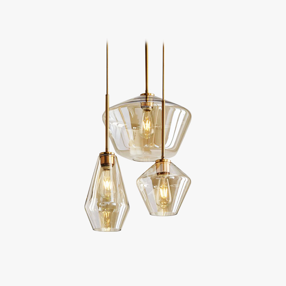 June Pendant Light Glass, Clear/Amber Diamond shape - Lamp Outdoor