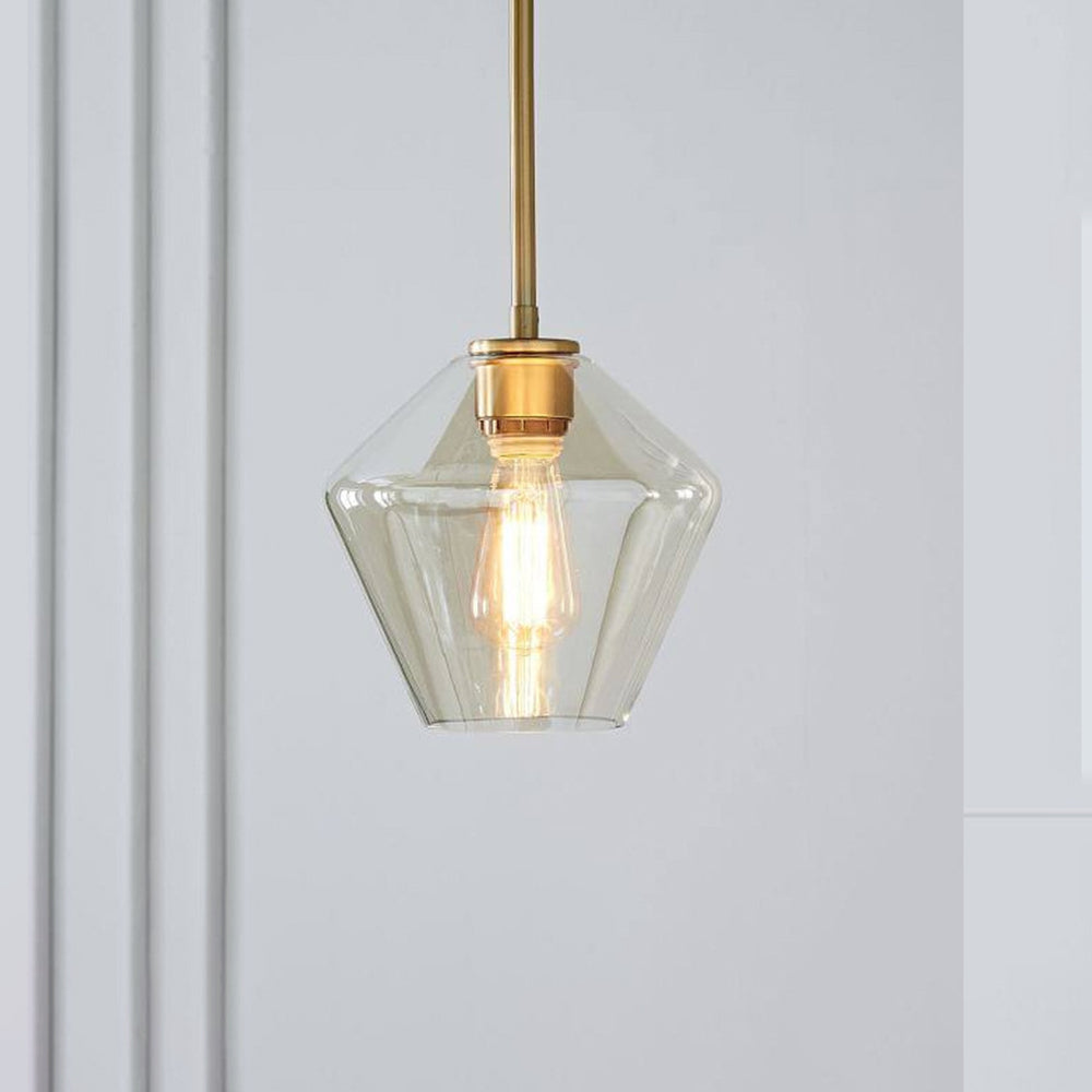June Pendant Light Glass, Clear/Amber Diamond shape - Lamp Outdoor