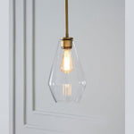 June Pendant Light Glass, Clear/Amber Diamond shape - Lamp Outdoor