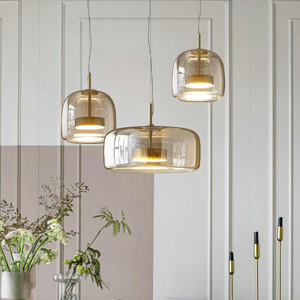 June Morden Glass Pendant Light Clear/Smoky/Amber - Lamp Outdoor