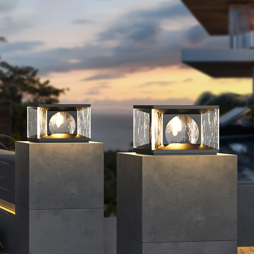 Ray Modern Transparent Rectangular Metal Glass Outdoor Floor Lamp - Lamp Outdoor