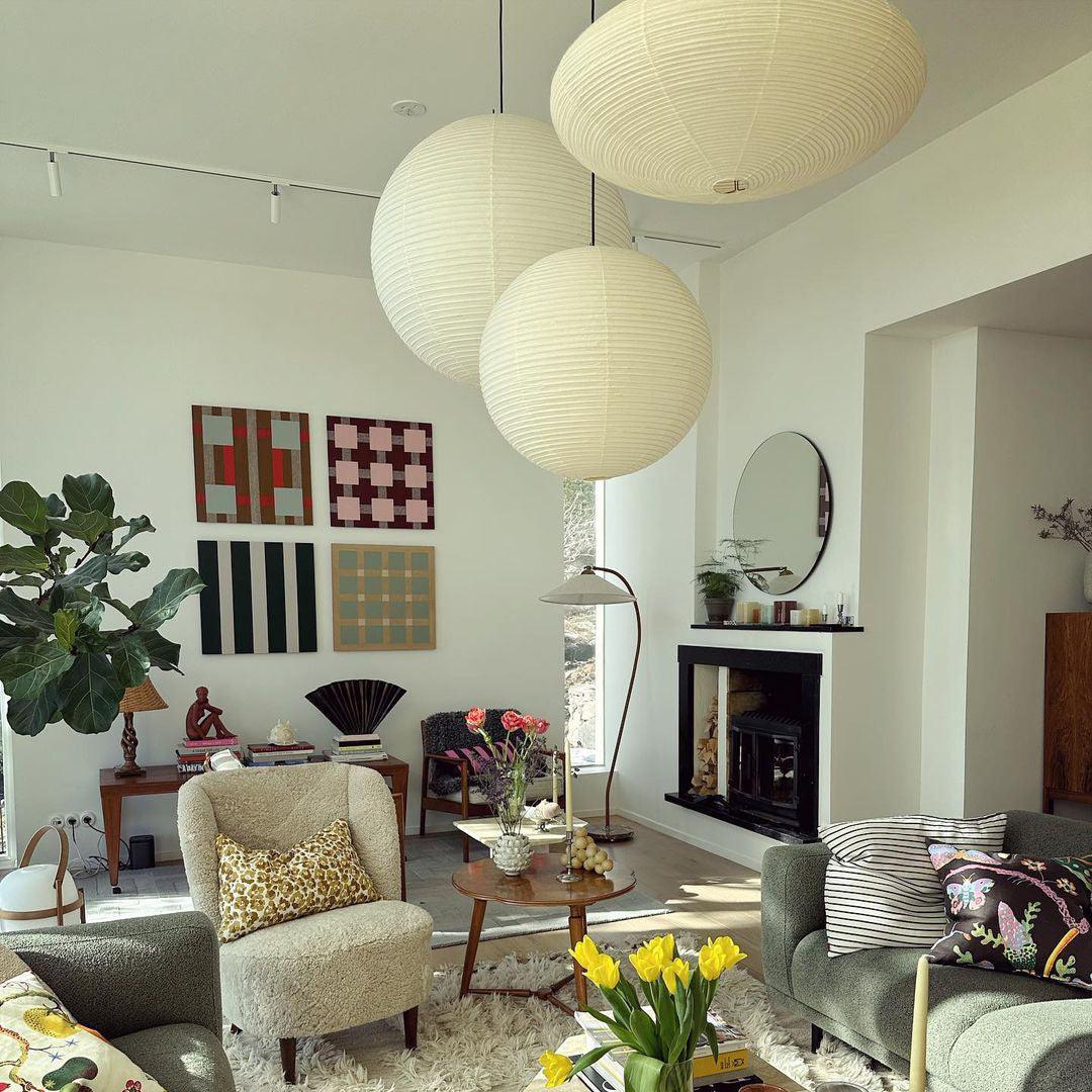 Washi Paper Round Series Pendant Lamp - Lamp Outdoor