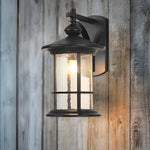 Retro Aluminum Glass LED Waterproof Black American Garden Wall Lamp - Lamp Outdoor