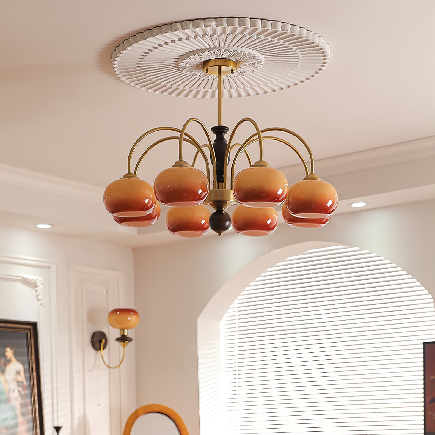 Aurora Chandelier Amberly Arch Curved Arms - Lamp Outdoor