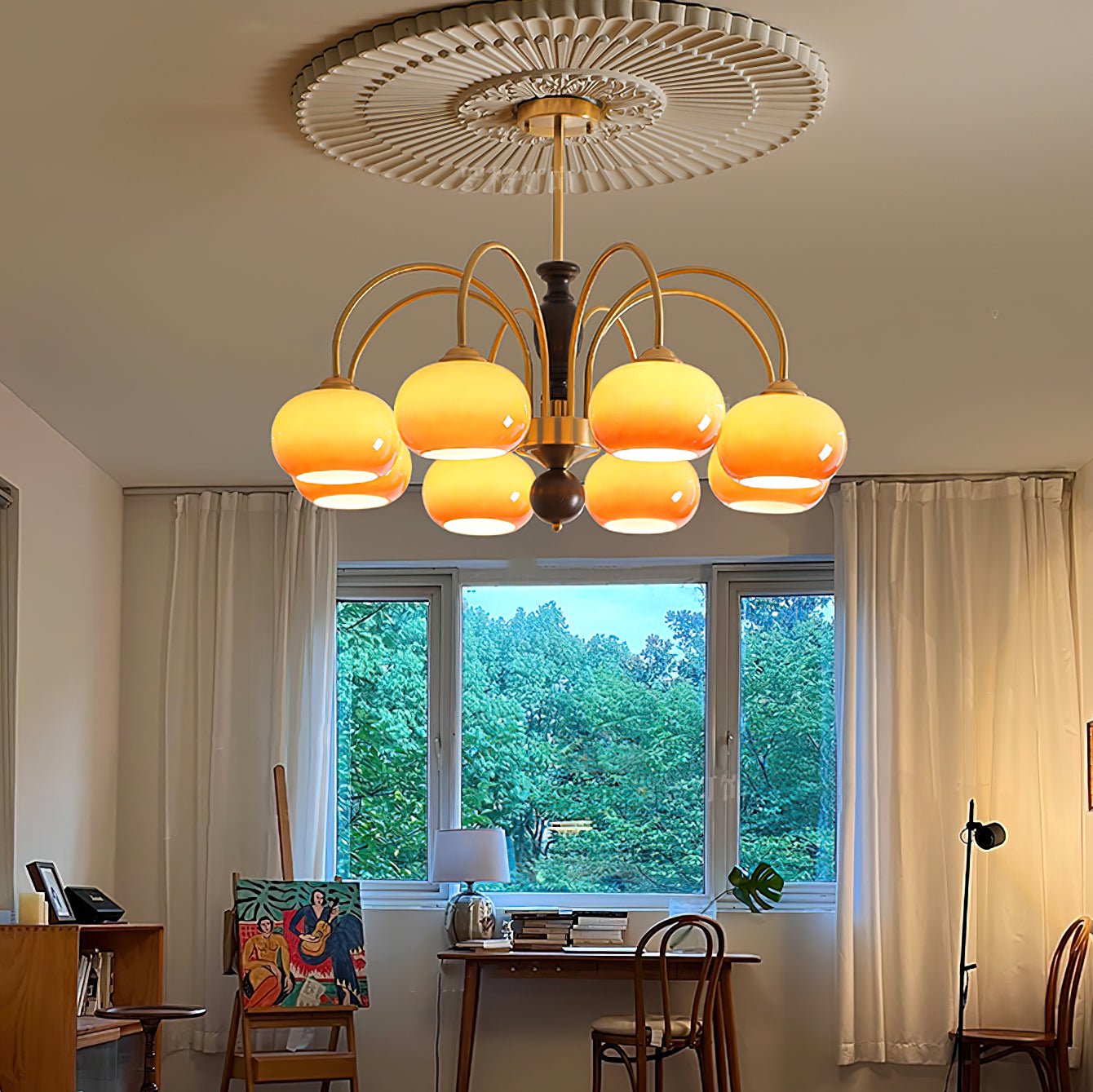 Aurora Chandelier Amberly Arch Curved Arms - Lamp Outdoor