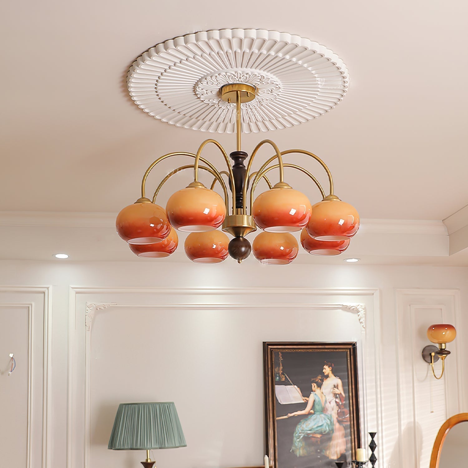 Aurora Chandelier Amberly Arch Curved Arms - Lamp Outdoor